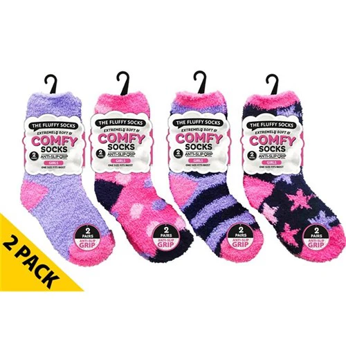 Socks 2pk Girls Microfiber Socks Anti-Slip Ser1