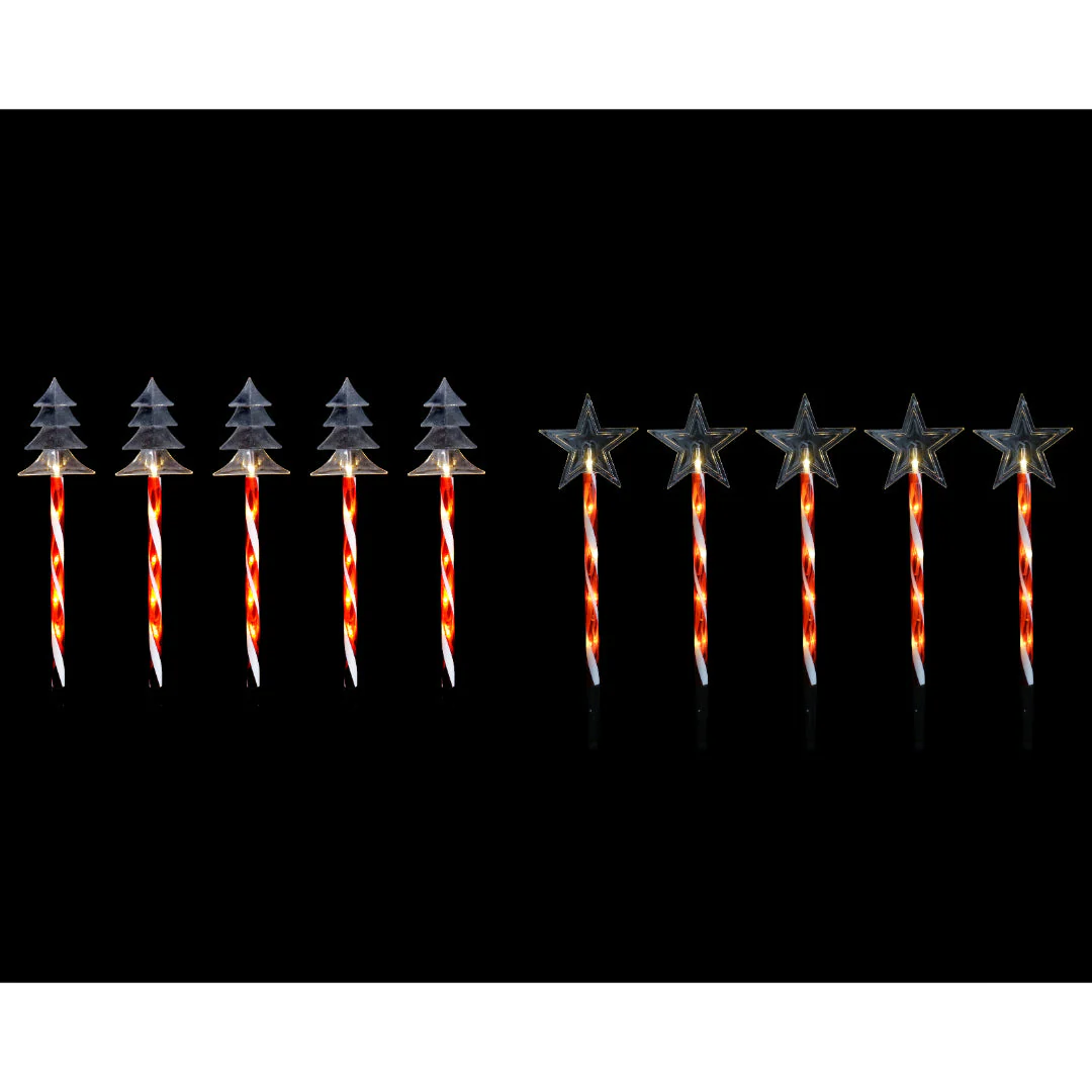 Solar LED Candy Tree/Star Path Lights 5pk Assorted