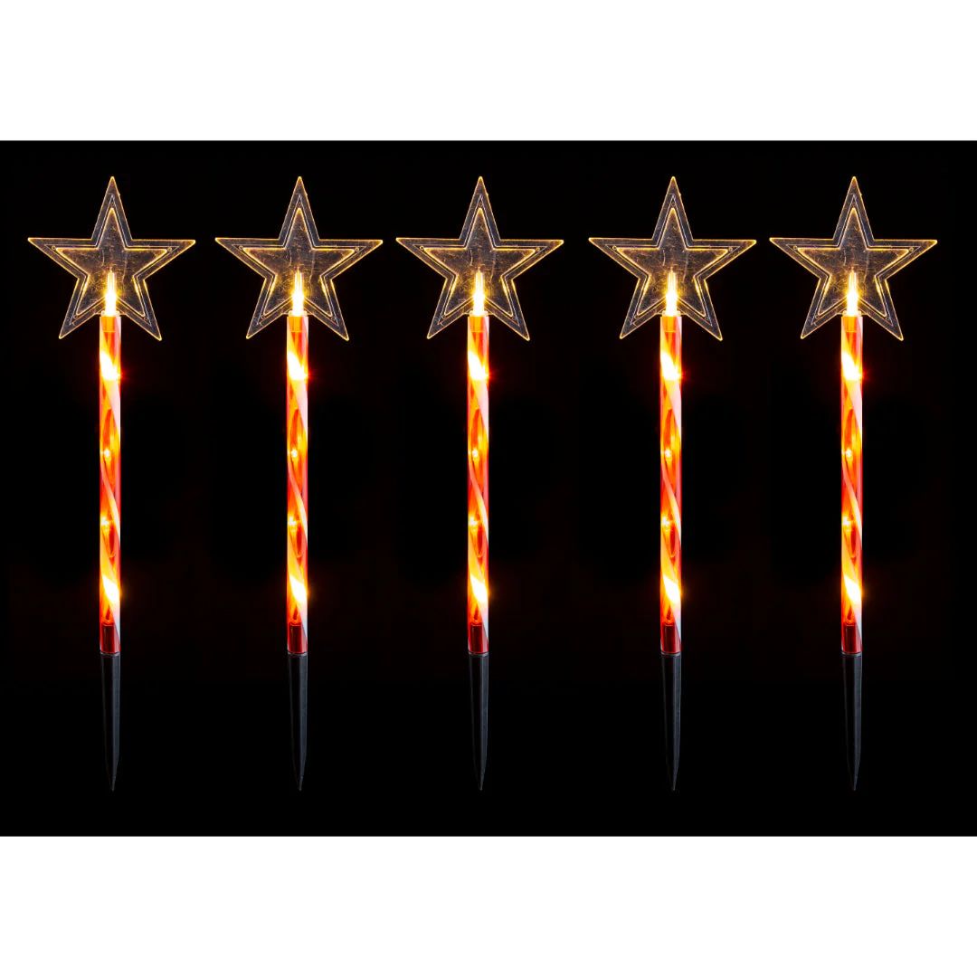 Solar LED Candy Tree/Star Path Lights 5pk Assorted - Image 2