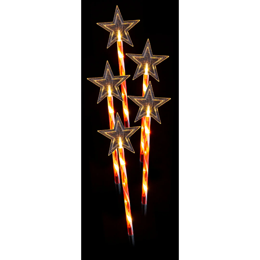 Solar LED Candy Tree/Star Path Lights 5pk Assorted - Image 3