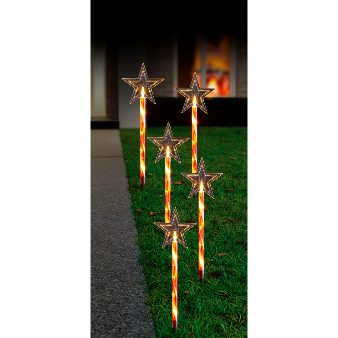 Solar LED Candy Tree/Star Path Lights 5pk Assorted - Image 4