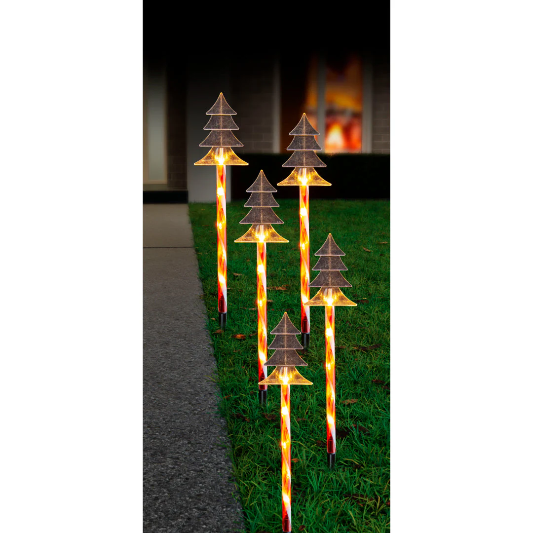 Solar LED Candy Tree/Star Path Lights 5pk Assorted - Image 6