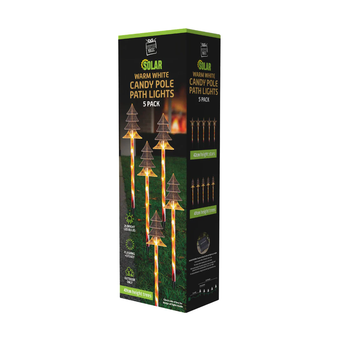 Solar LED Candy Tree/Star Path Lights 5pk Assorted - Image 7