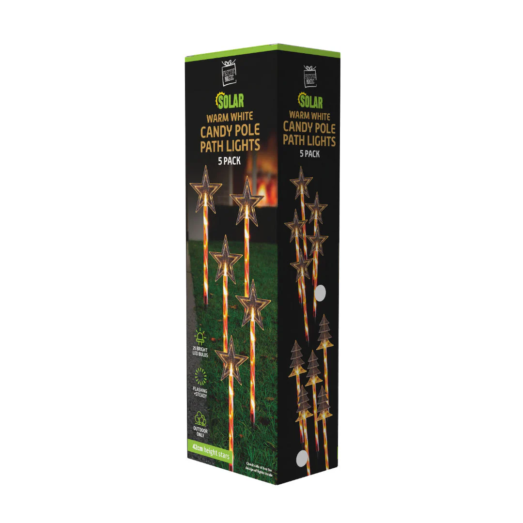 Solar LED Candy Tree/Star Path Lights 5pk Assorted - Image 8