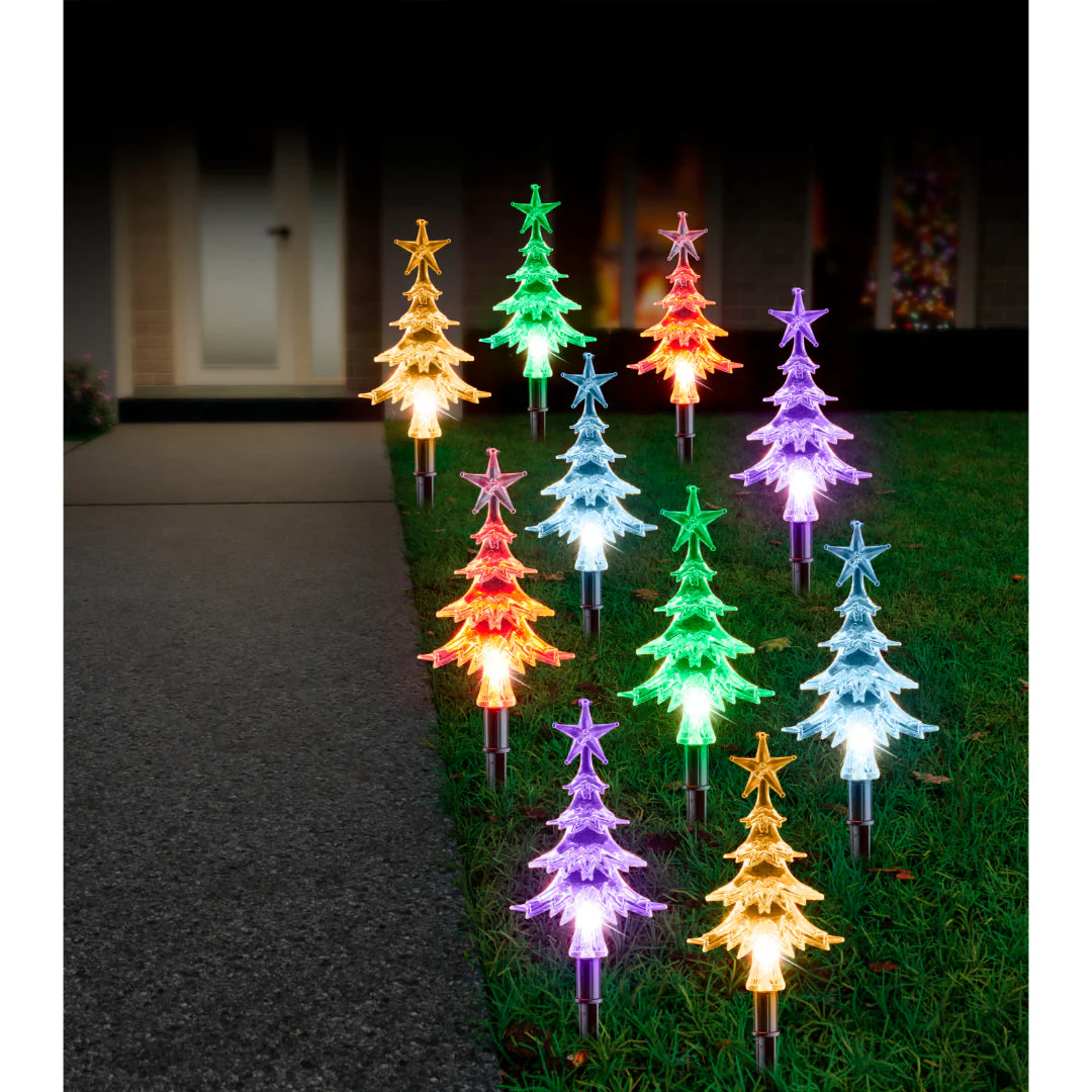 Solar LED Fancy Path Trees Multi 10pk - Image 4