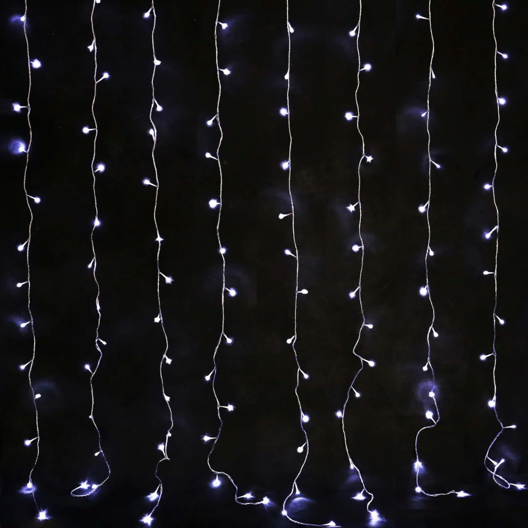 Solar Powered 160 LED Curtain Light White - Image 3
