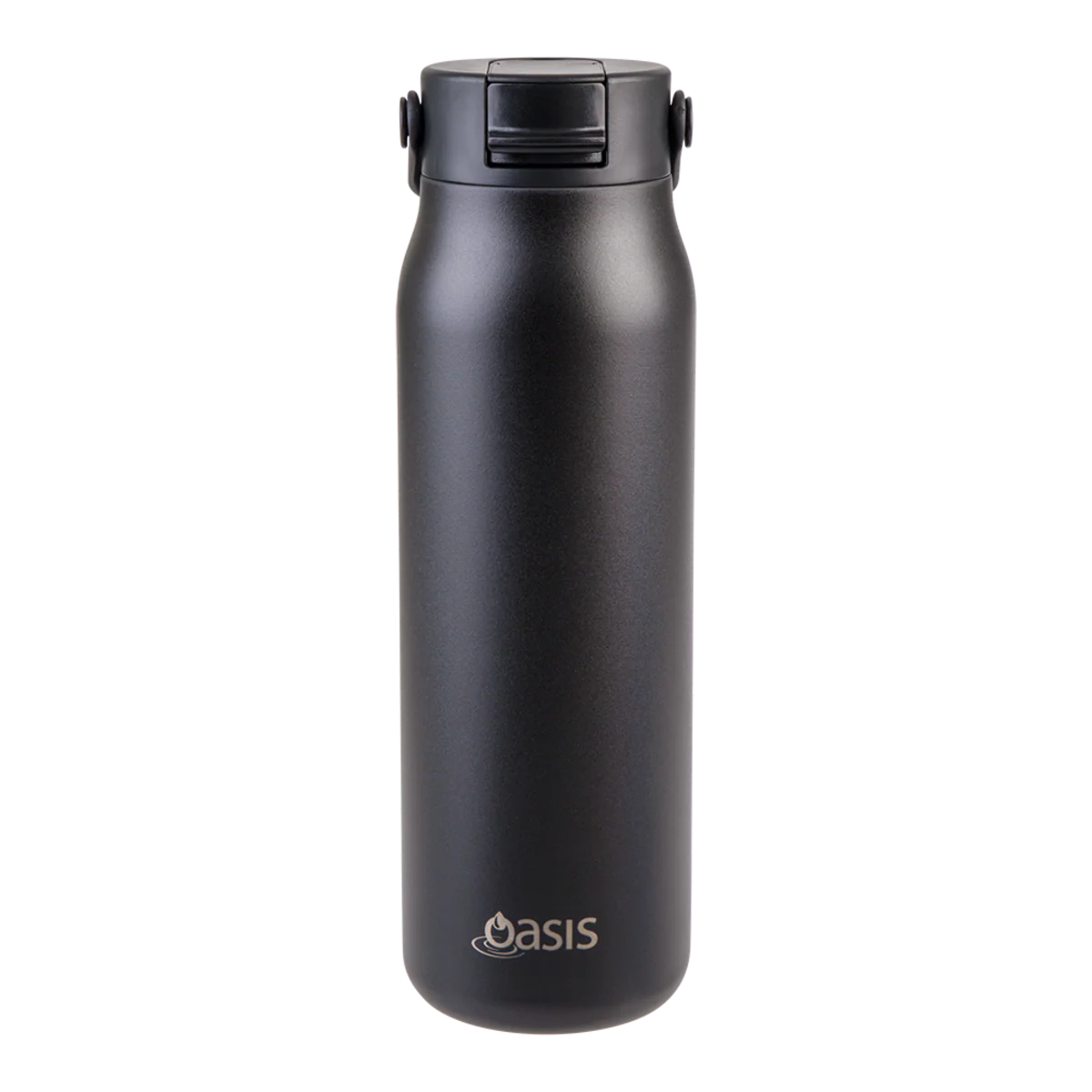 Oasis Sorrento Ceramic Lined Stainless Steel Double Wall Insulated Sipper Bottle 900ml Black