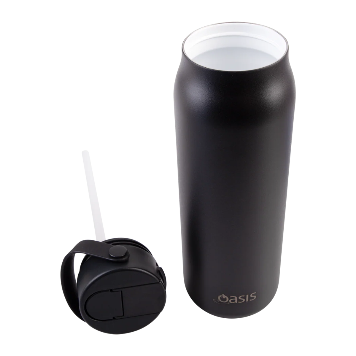 Oasis Sorrento Ceramic Lined Stainless Steel Double Wall Insulated Sipper Bottle 900ml Black - Image 5