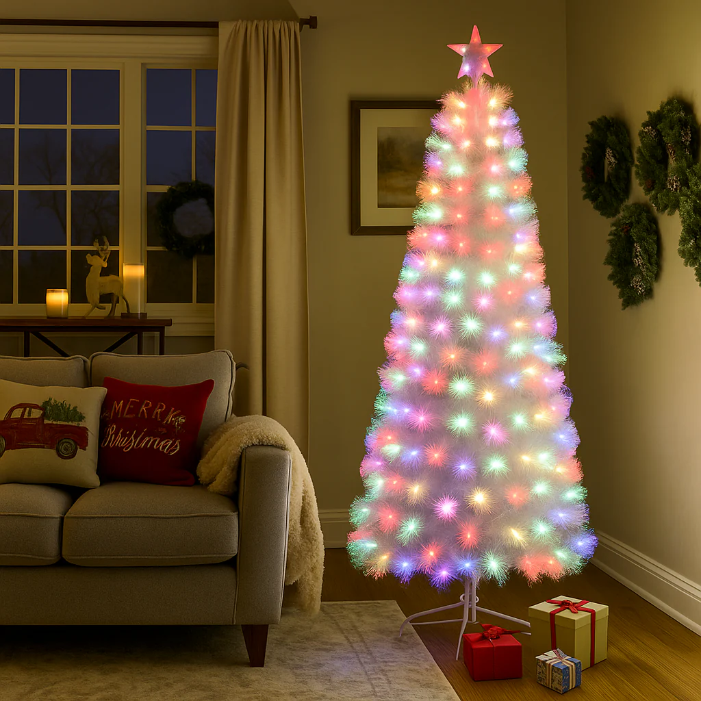 Spray Fibre Optic Tree White with Fast Colour Change 180cm