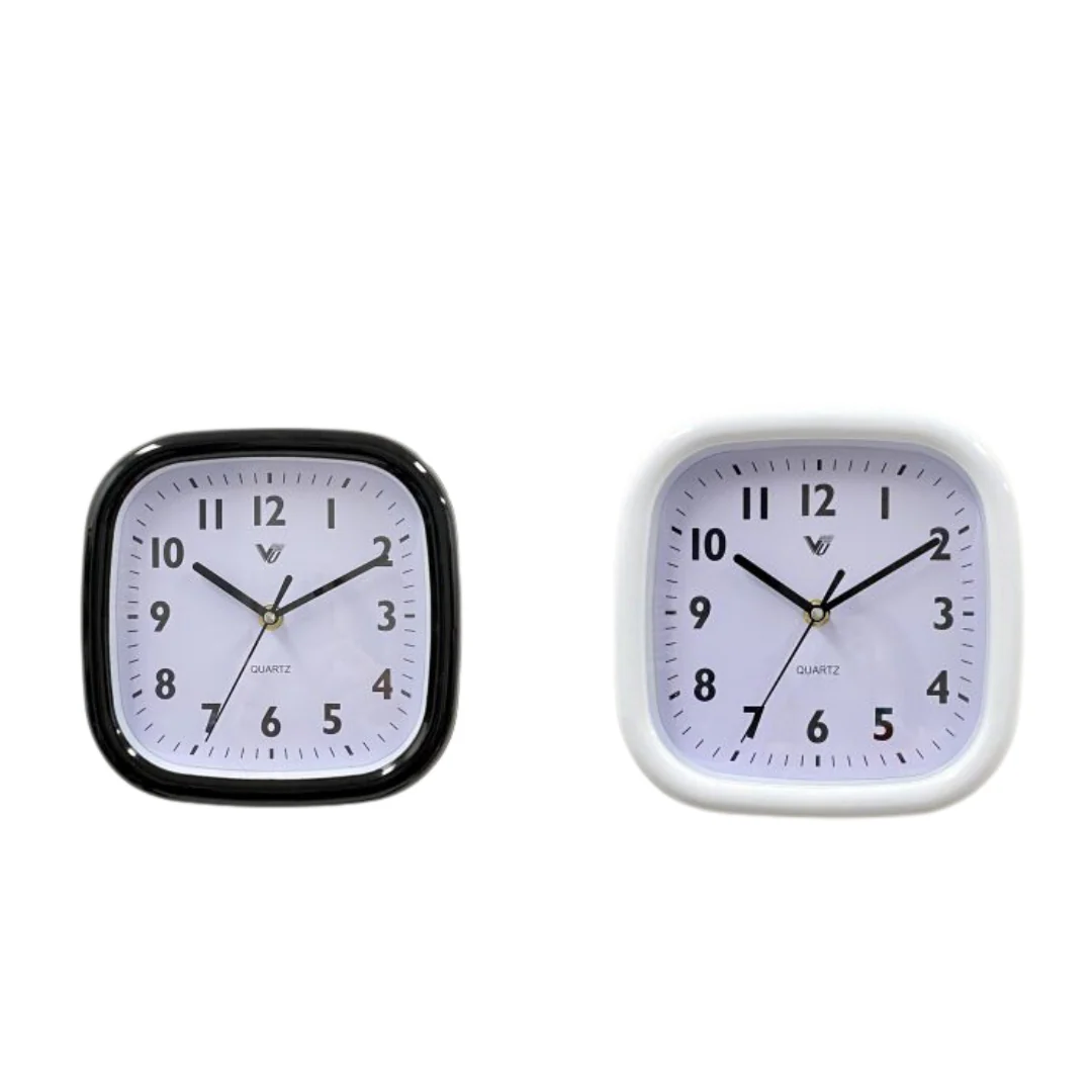Clock Square kitchen wall clock 20x20x2cm Black -White 2 Assorted