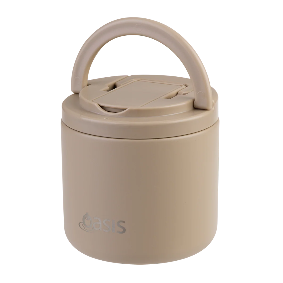 Oasis Stainless Steel Double Wall Insulated Food Flask with Quick Release Lid & Spork 550ml Latte - Image 3