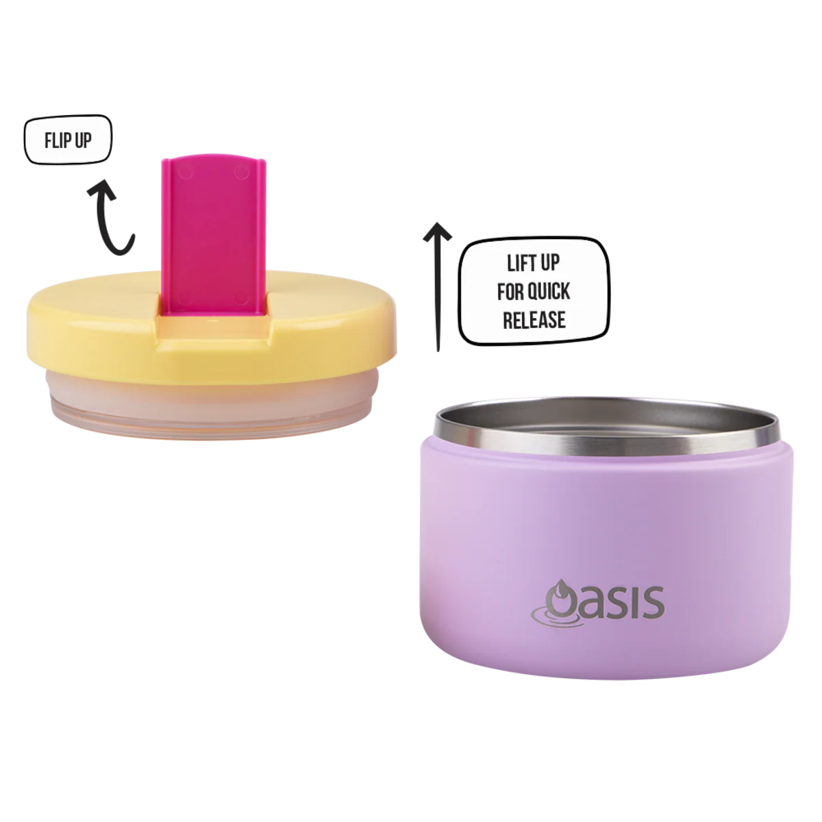 Oasis Stainless Steel Double Wall Insulated JNR Food Flask with Quick Release Lid 300ml Bubblegum Pink - Image 9