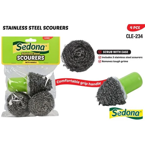 Stainless Steel Scourer with 1 x Handle