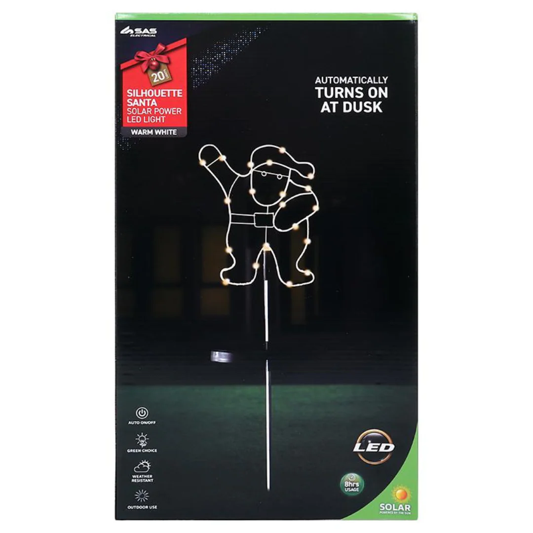 Stake Light Solar Silhouette Santa 20 LED 20x25x70cm Warm White 1 Function - Image 3