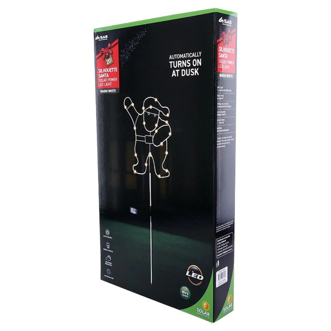 Stake Light Solar Silhouette Santa 20 LED 20x25x70cm Warm White 1 Function - Image 4