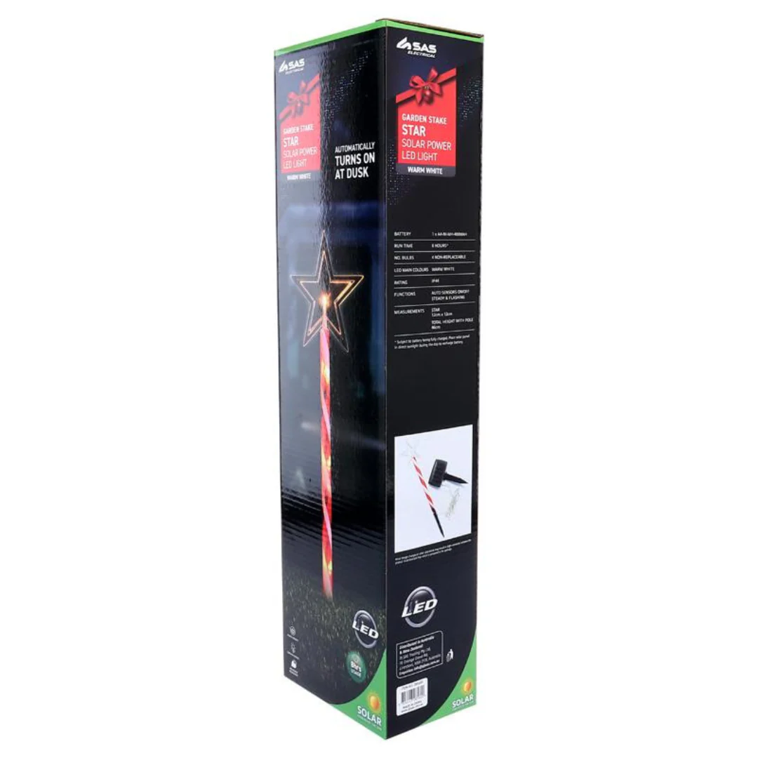 Stake Light Solar Star 5 LED 12x12x36cm Warm White 2 Functions - Image 4