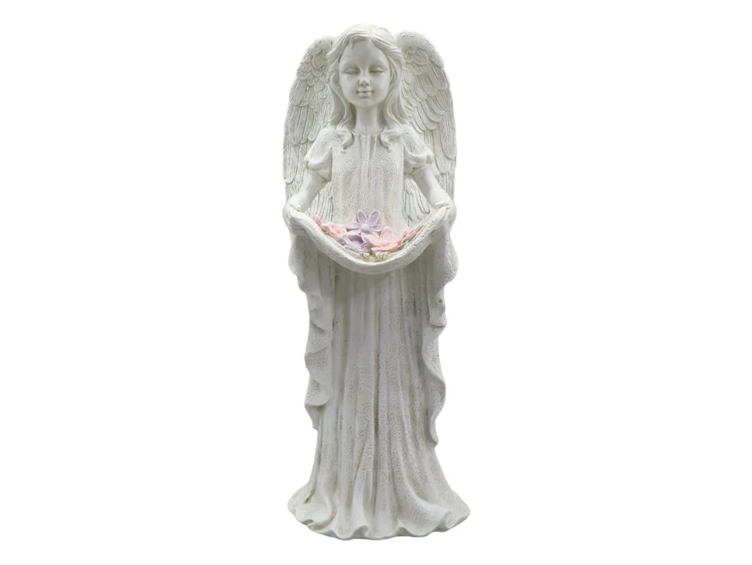 Standing Garden Angel Holding Flower 33cm