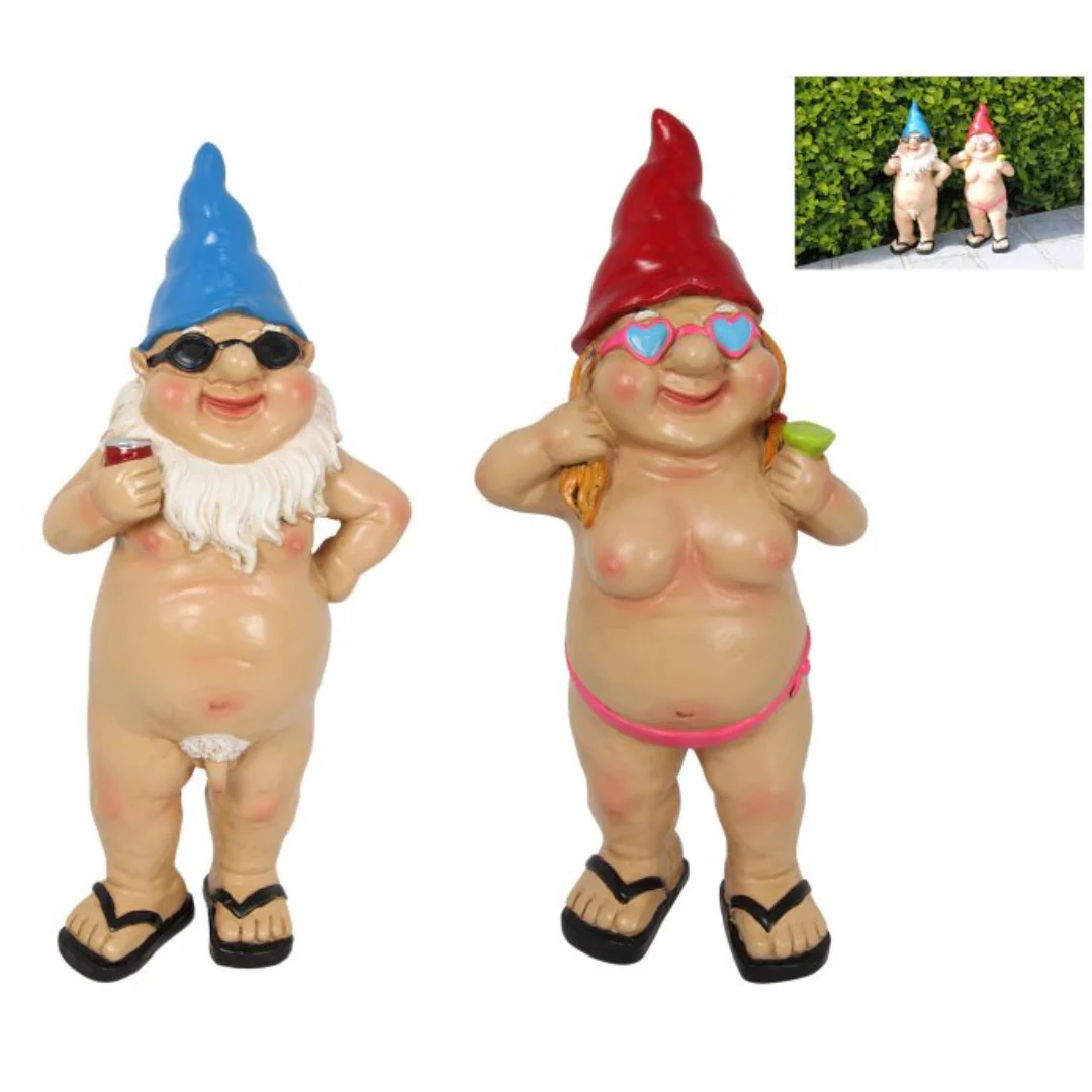 Standing Naked Drinking Gnome 29cm Assorted