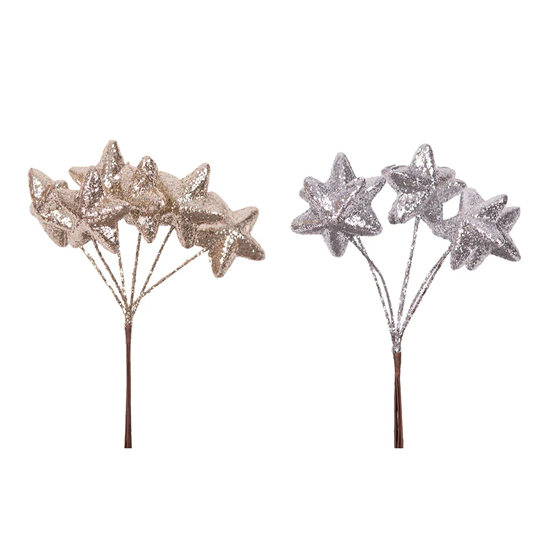 Star Bunch 6cm Silver Champagne Assorted