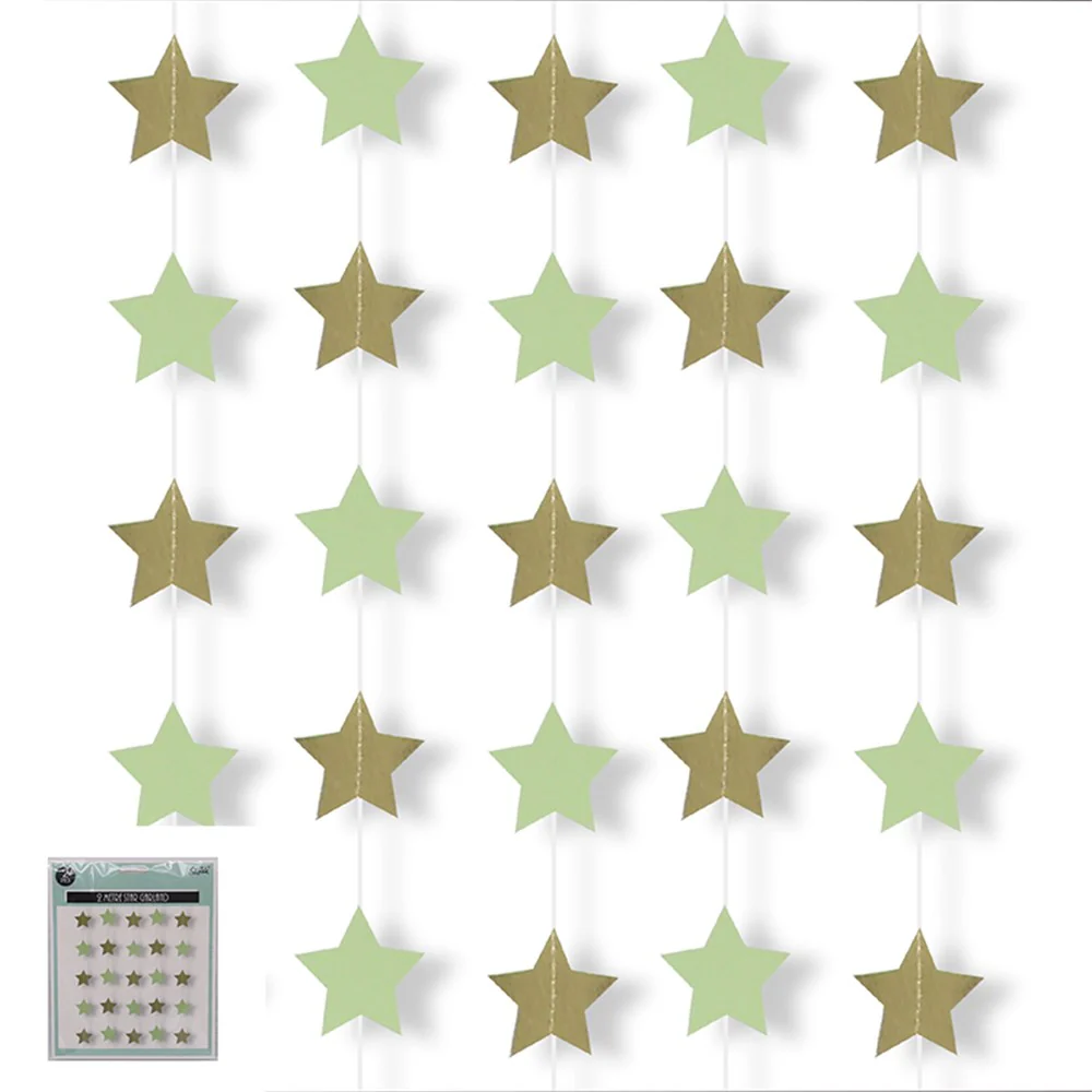 2PK 2M STAR GARLAND-MINT/CHAMPAGNE