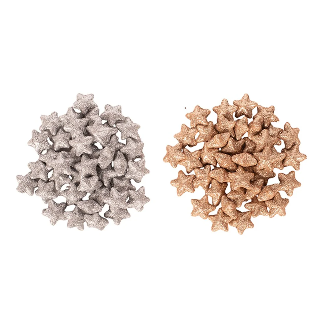 Stars 2cm 40pk Champagne and Silver Assorted