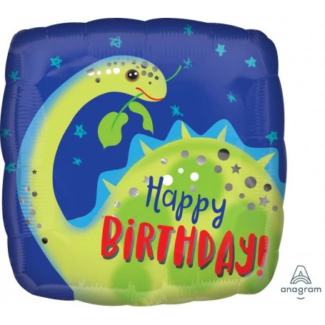 Foil Balloon Standard HX Happy Birthday Brontosaurus S40 45cm