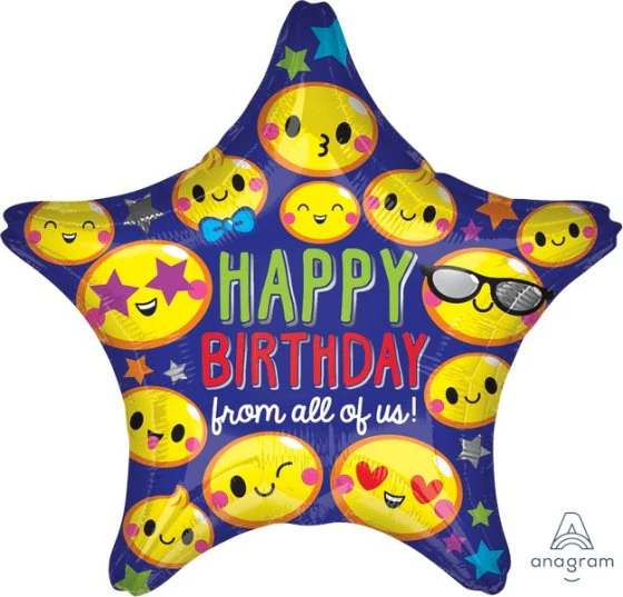 Foil Balloon Standard XL Happy Birthday From All Of Us Star S40 45cm