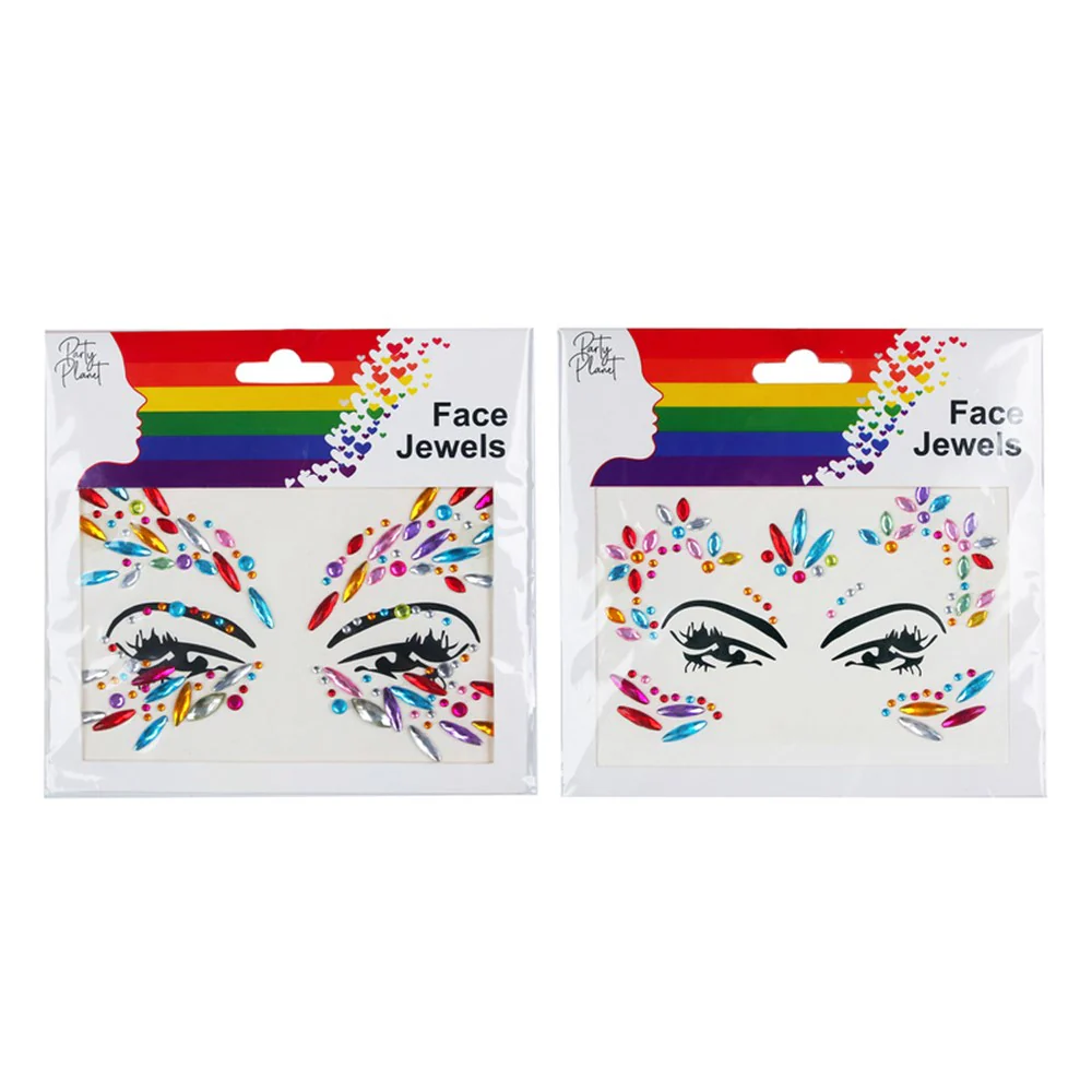 Stick On Rainbow Face Jewellery 2 Assorted