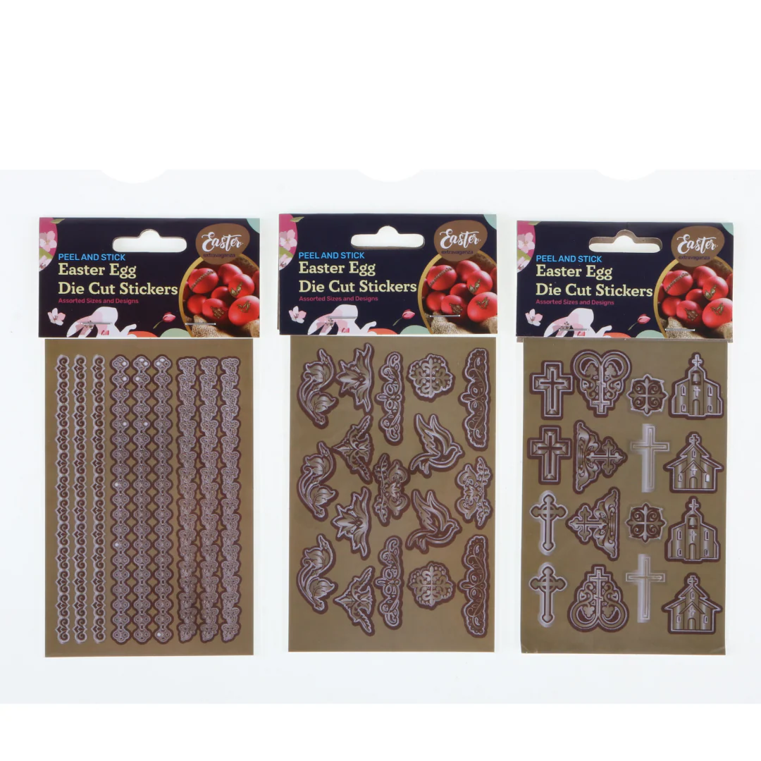 Stickers Die Cut For Easter Eggs 8.5x13cm 1pk 3 Asstd