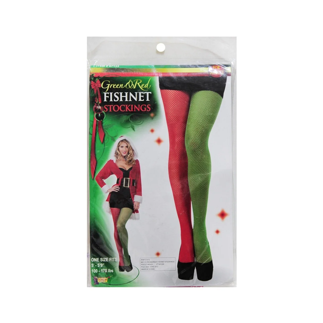 Stocking Fishnet Red and Green 15cm - Image 2