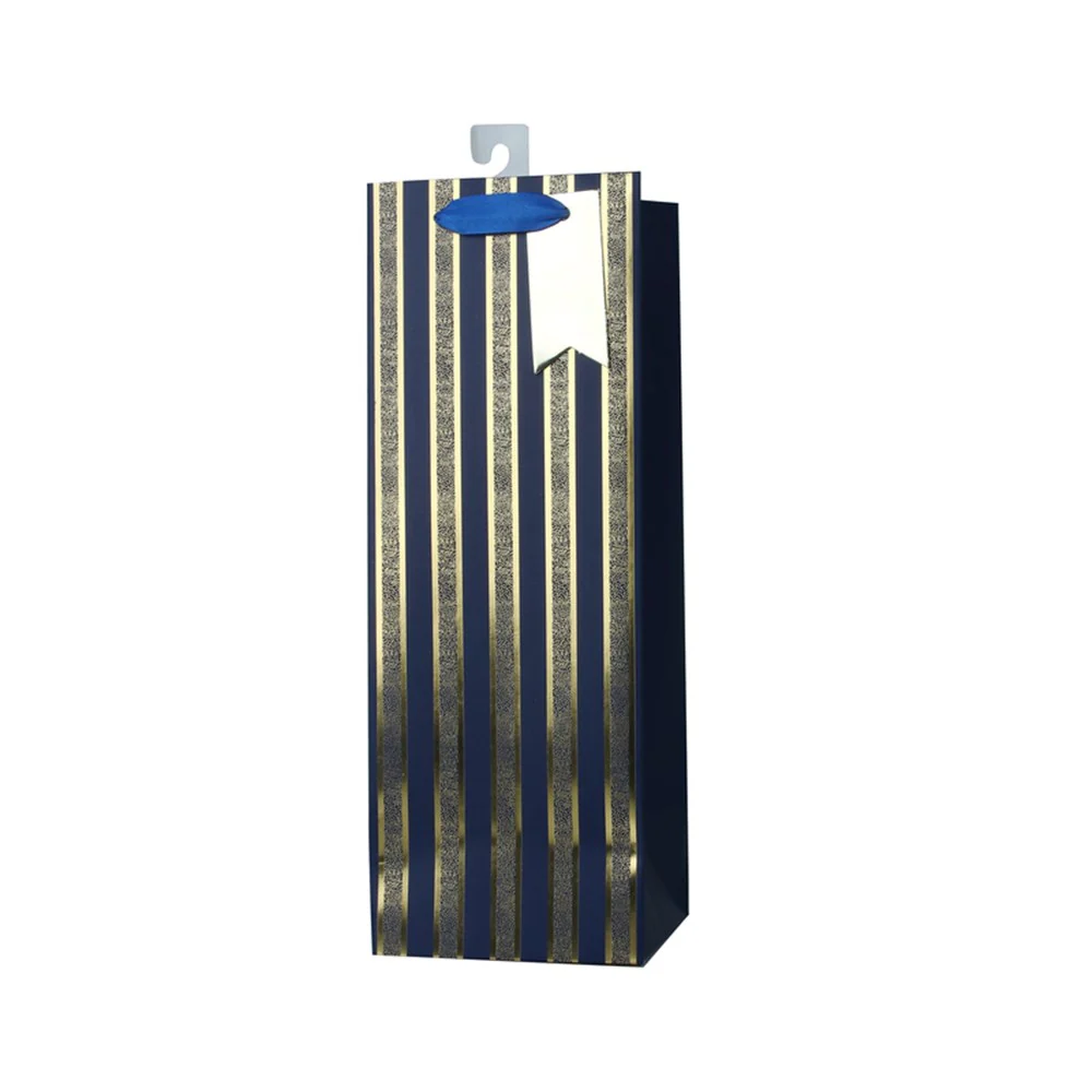 Stripe Bottle Bag Blue/Gold 13X36X12Cm