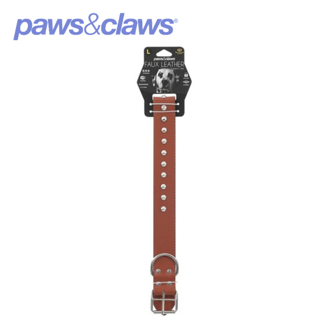 STUDDED LEATHER-LOOK PADDED DOG COLLAR LGE 50-70X4CM - Image 3