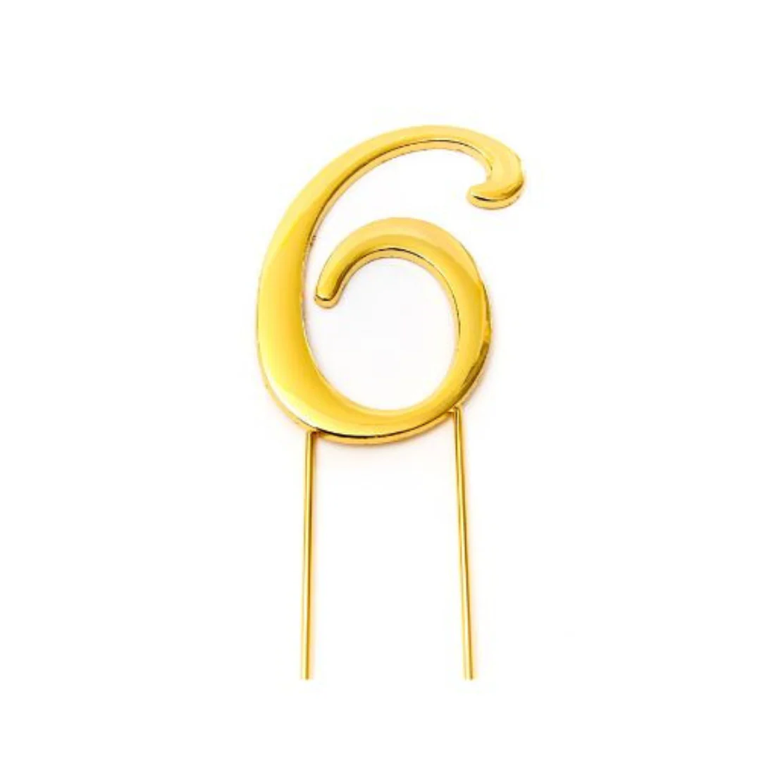 Gold Cake Topper (7Cm) - Number 6 - Image 2