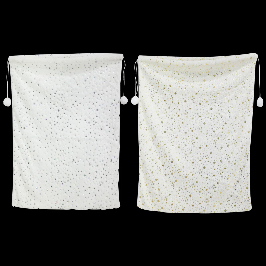 Super Soft Plush Sack Foil Stars 50X70Cm