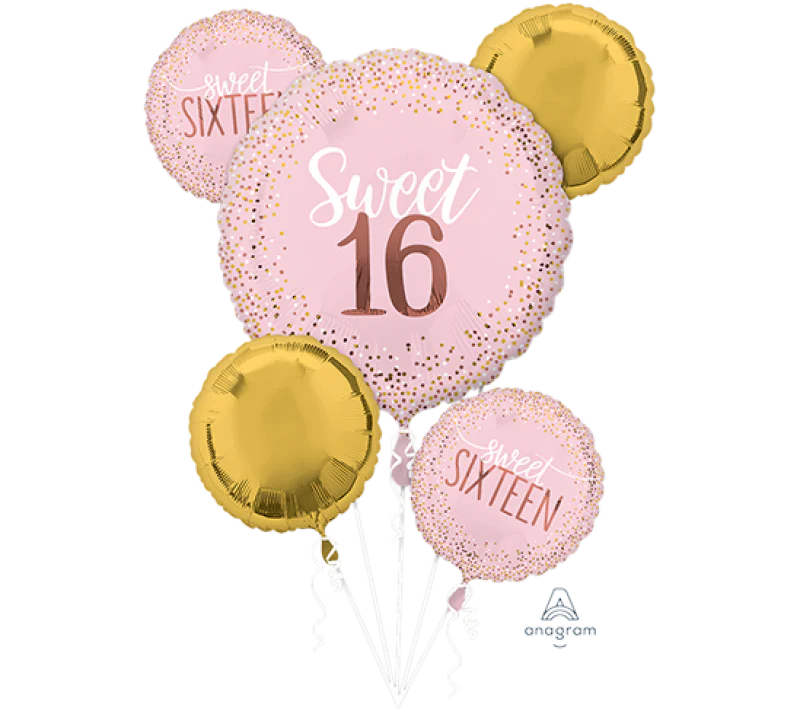 Bouquet Balloons Sweet Sixteen Blush Birthday 5pk