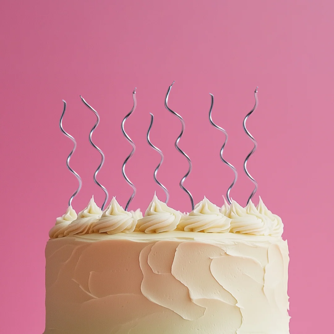 Swirly Cake Candles 13cm Silver 16pk