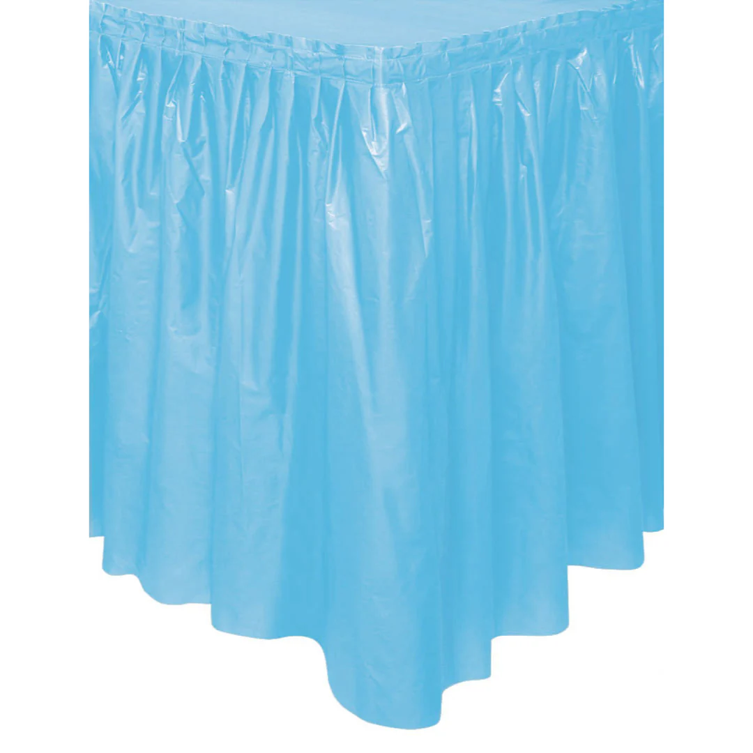 Powder Blue Plastic Tableskirt 73cm x 4.3m