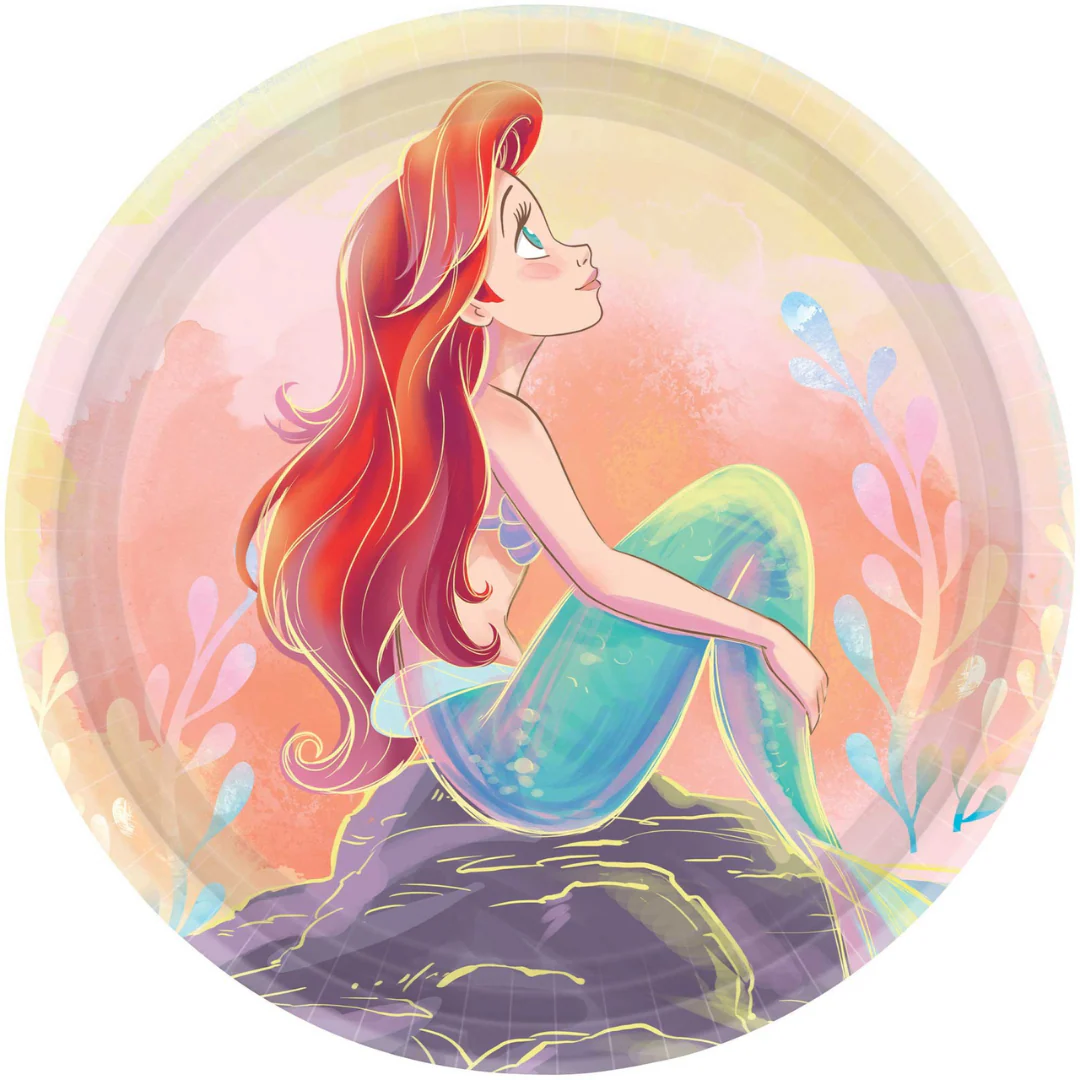 The Little Mermaid 18cm Round Paper Plates NPC 8Pk