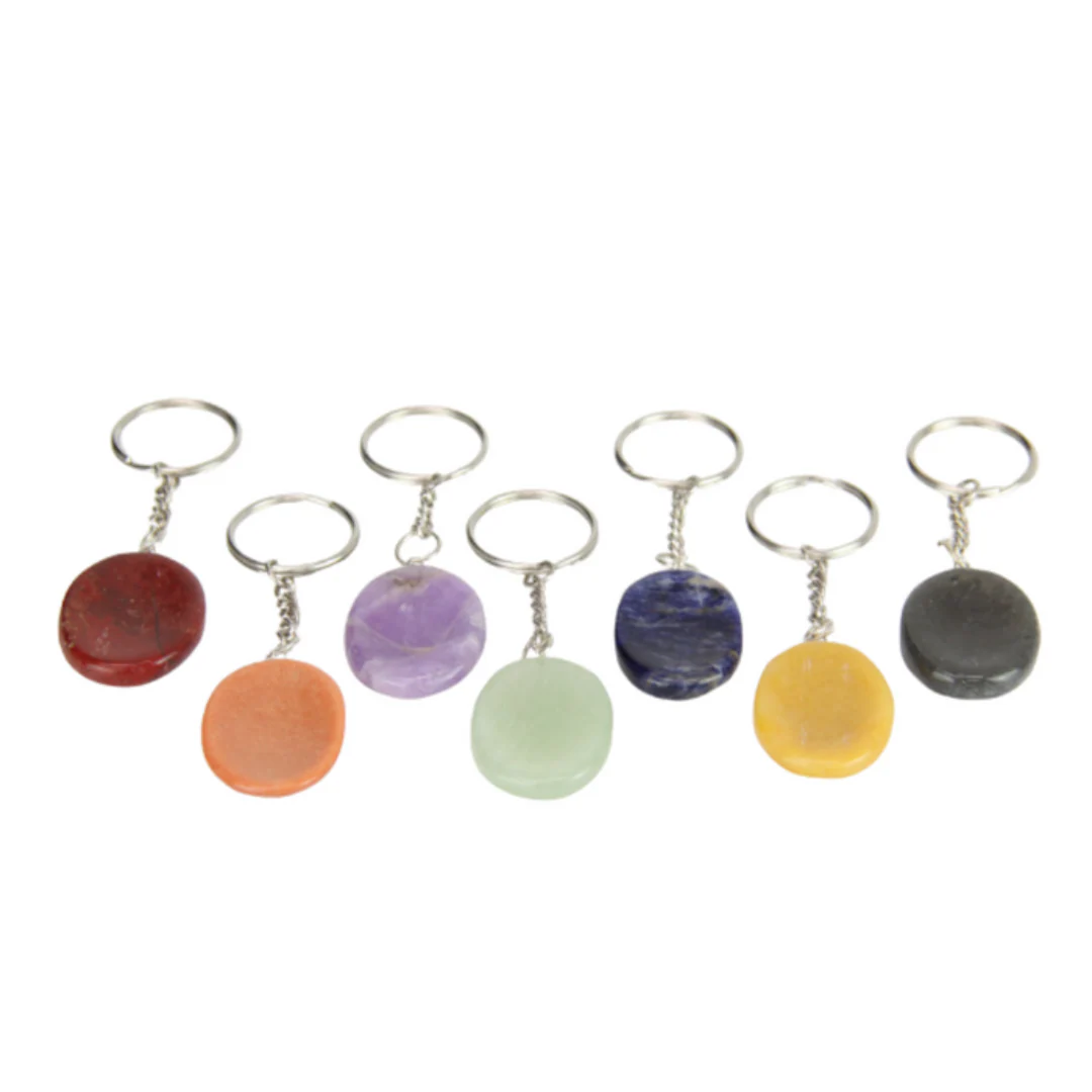 Thumb Worry Stone Chakra Key Ring 4cm Assorted - Image 2