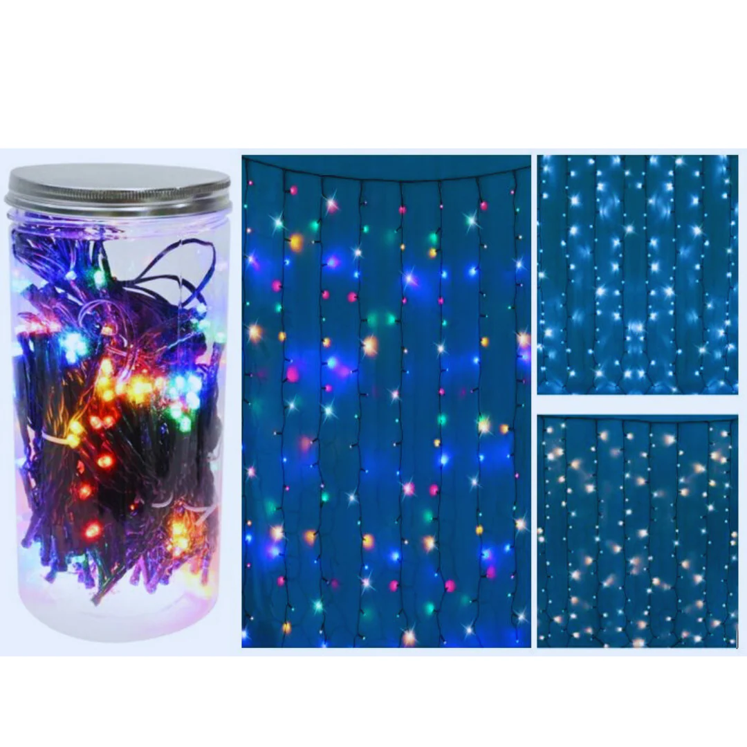Timer LED Curtain Lights 200 Battery Operated In Jar Assorted - Image 2