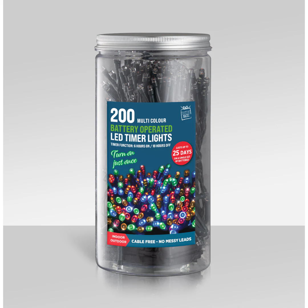Timer Lights LED 200 Battery Operated In Jar Assorted - Image 3