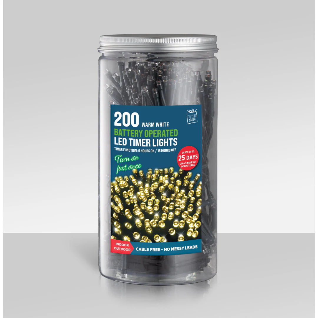 Timer Lights LED 200 Battery Operated In Jar Assorted - Image 4