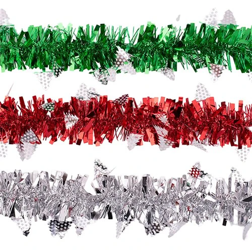 Tinsel 2m Thick&Thin 2m , Green, Silver, Red 3 assorted