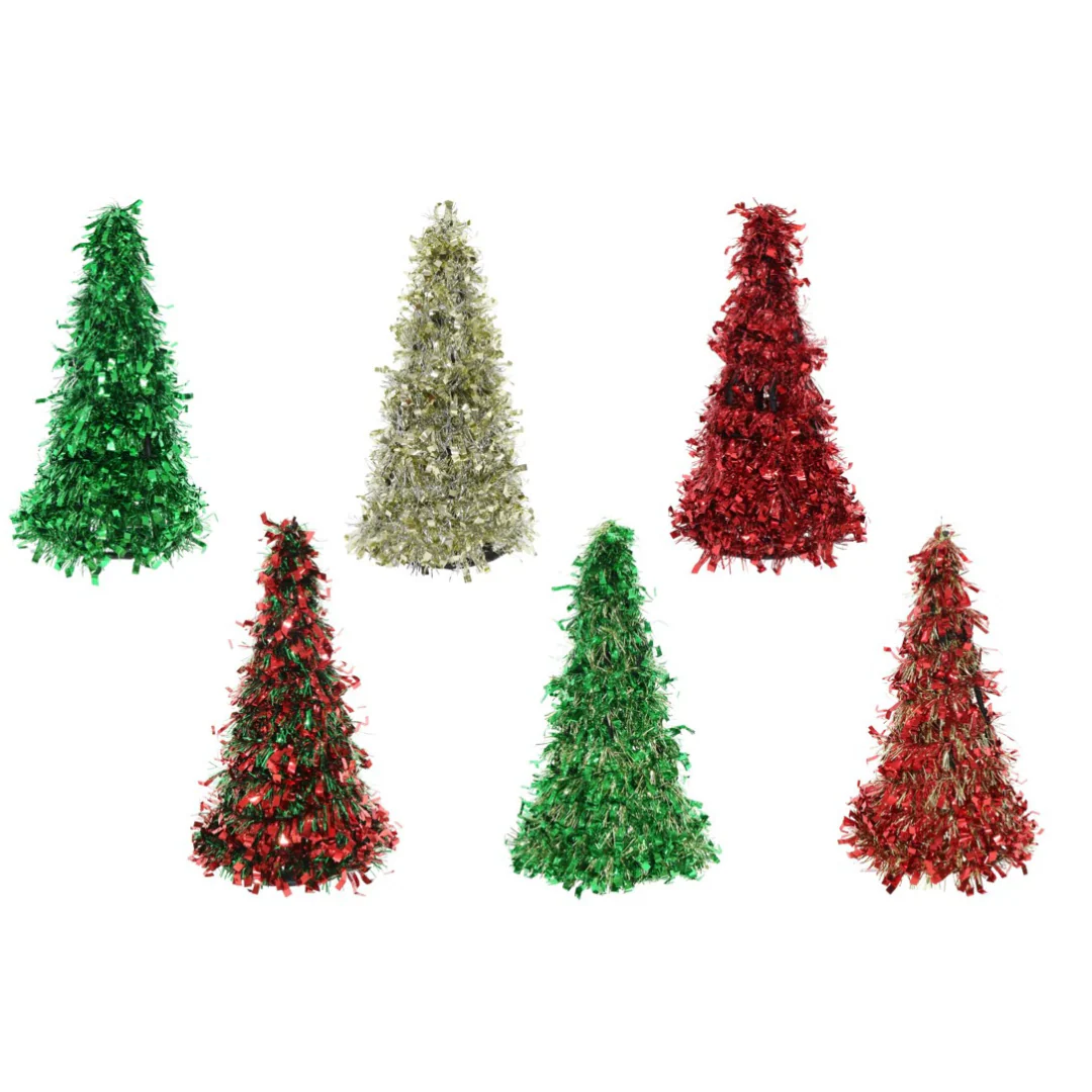 Tinsel Cone Tree 26cm Assorted