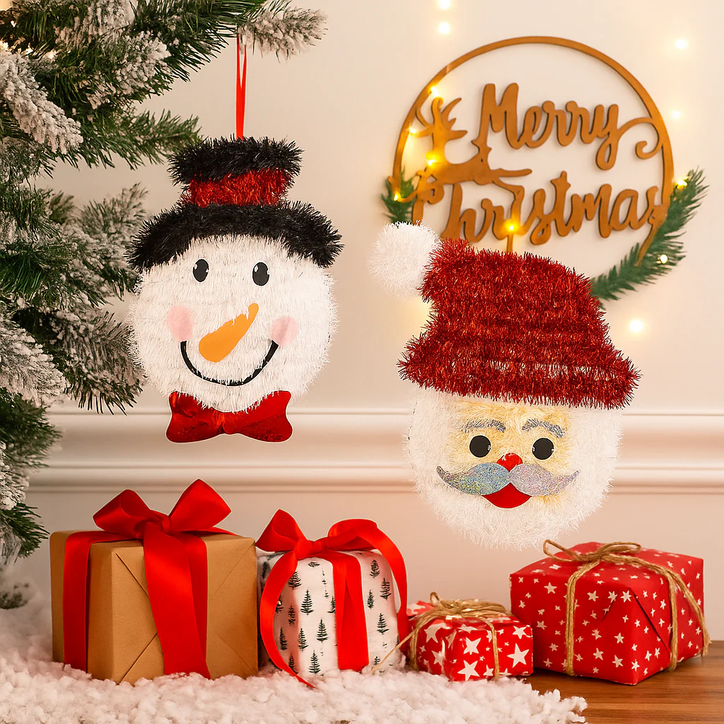Tinsel Face Plaque Assorted