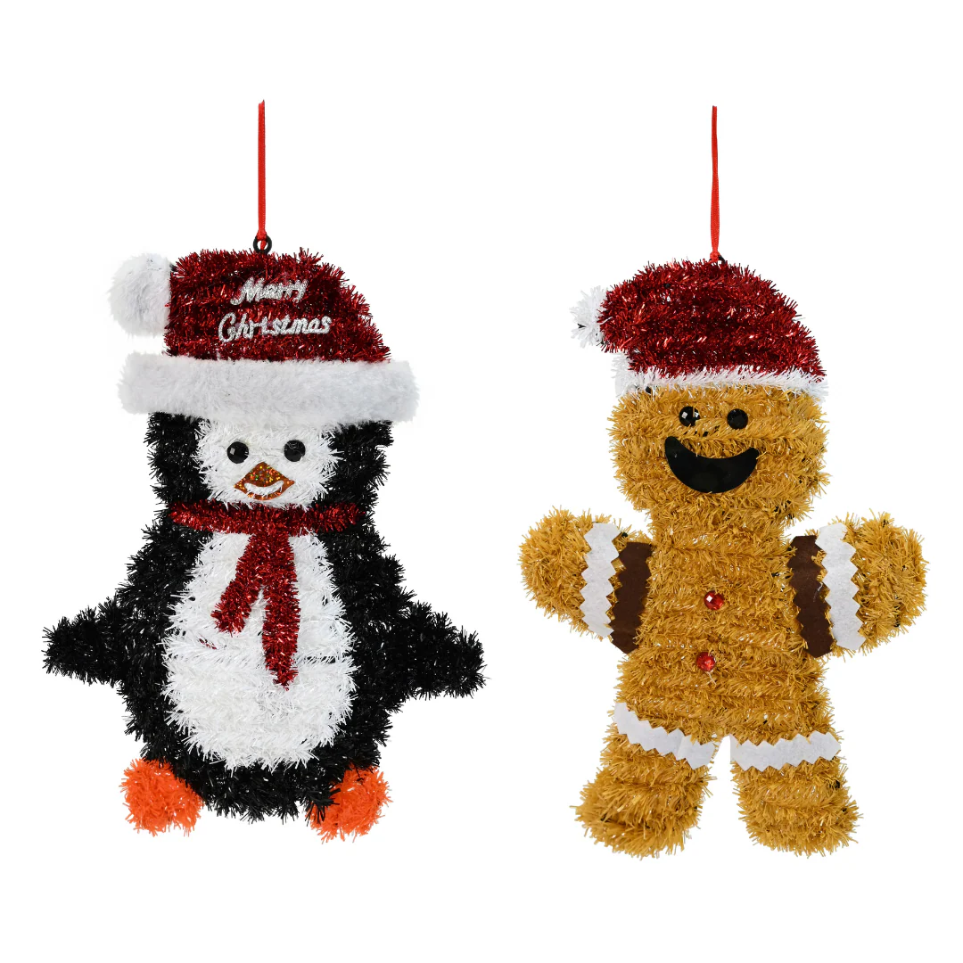 Tinsel Hanging Character Plaque Assorted