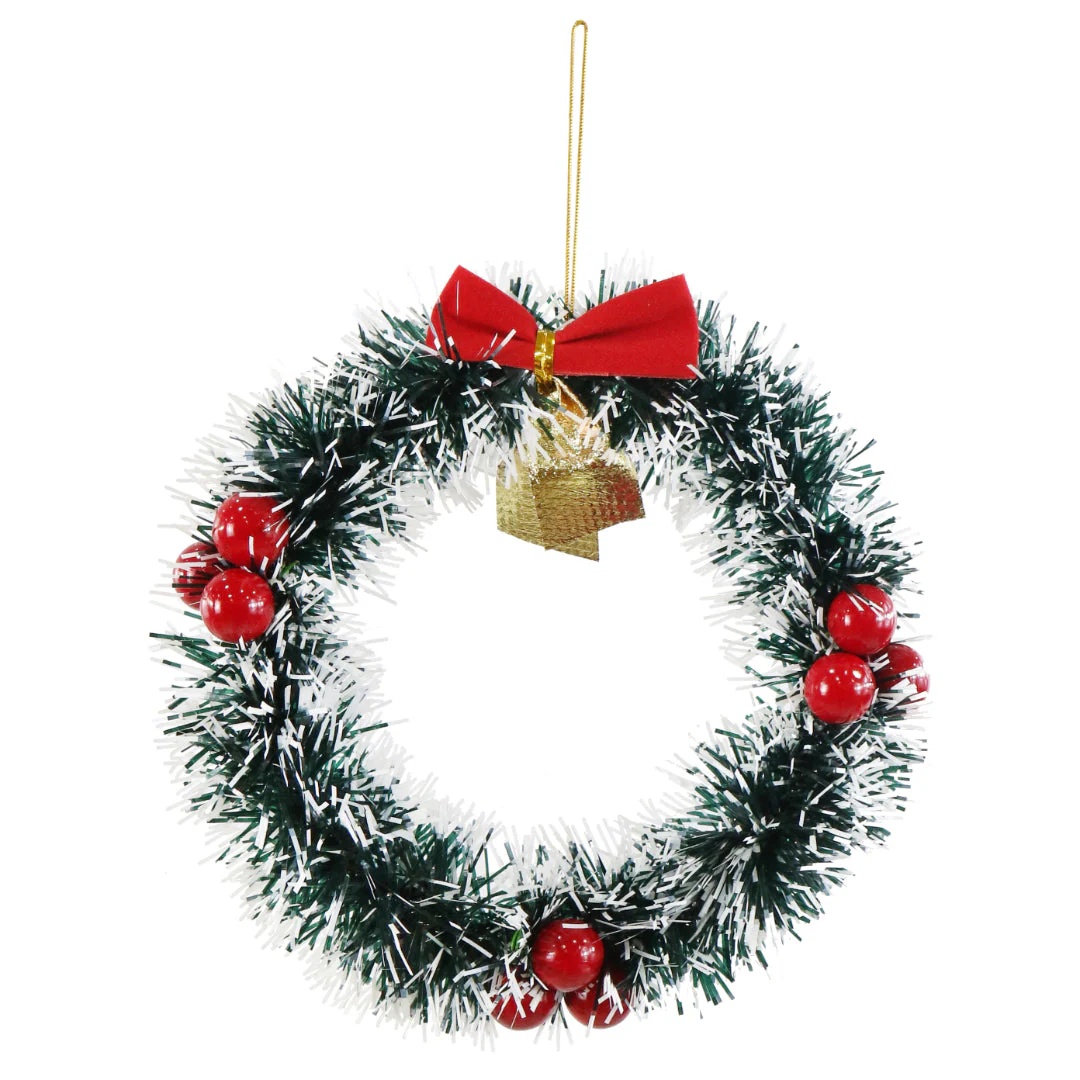 Tinsel Hanging Mini Wreath 16cm - Image 2
