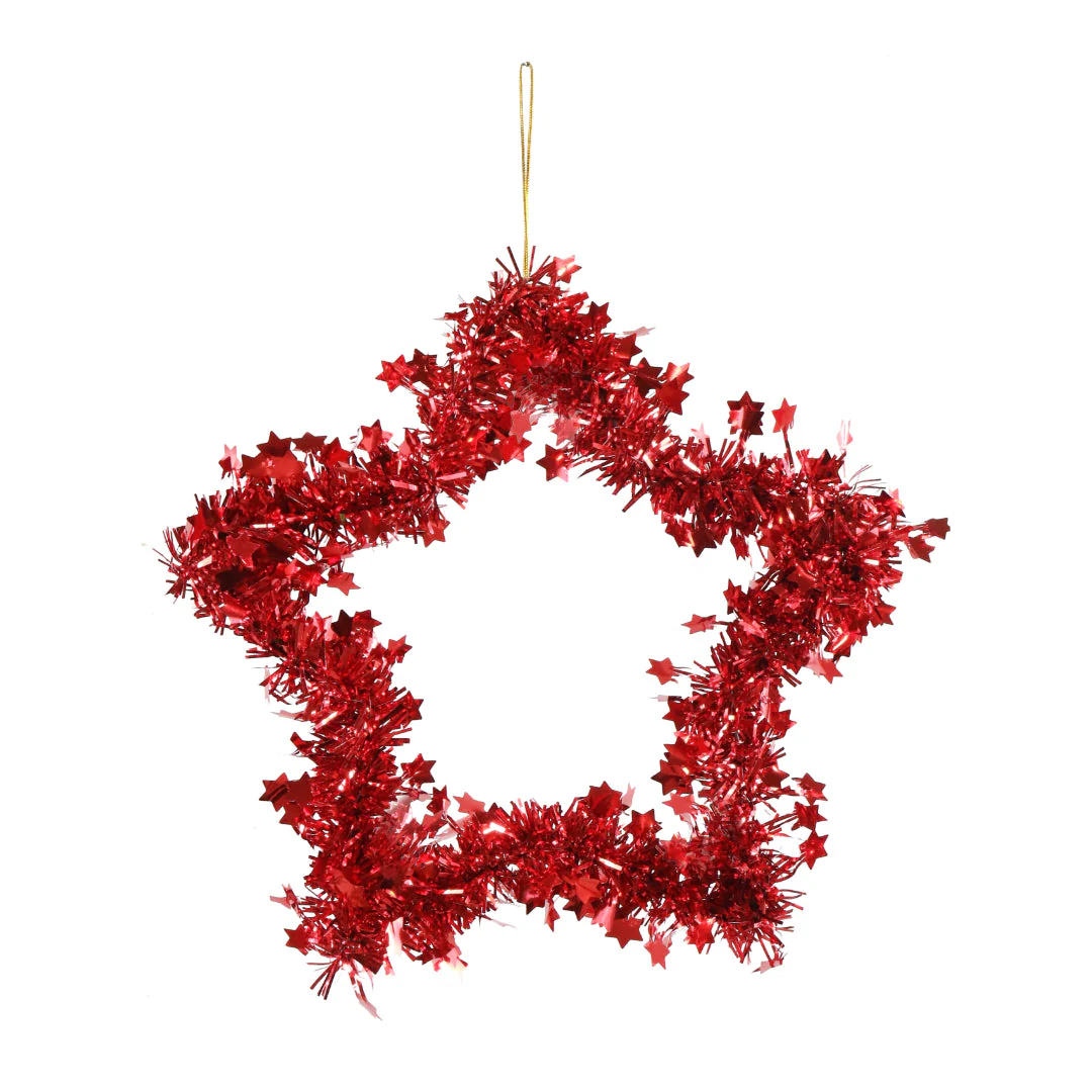 Tinsel Hanging Star 20cm Assorted - Image 4
