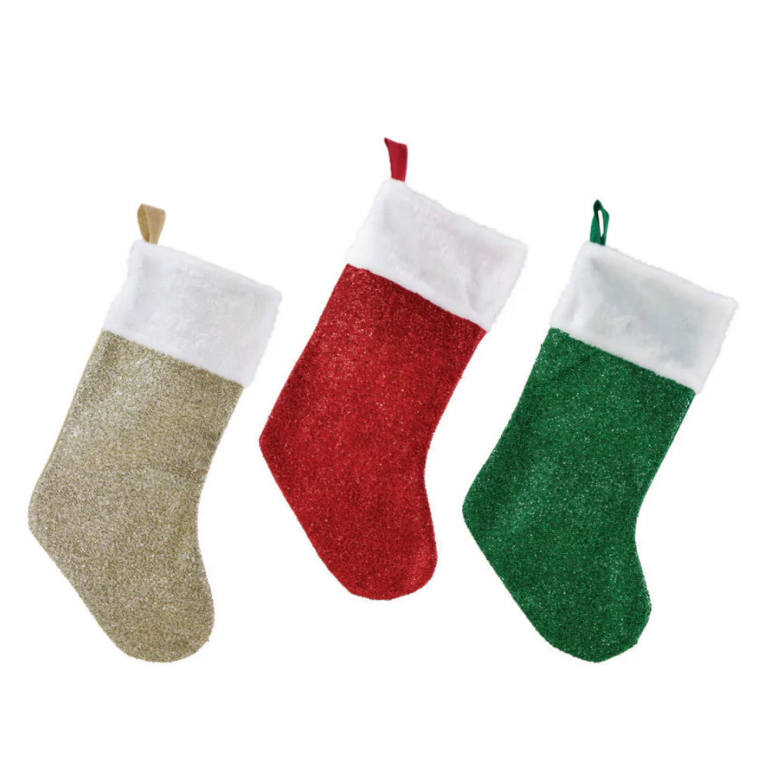 Tinsel Stocking 40cm Assorted