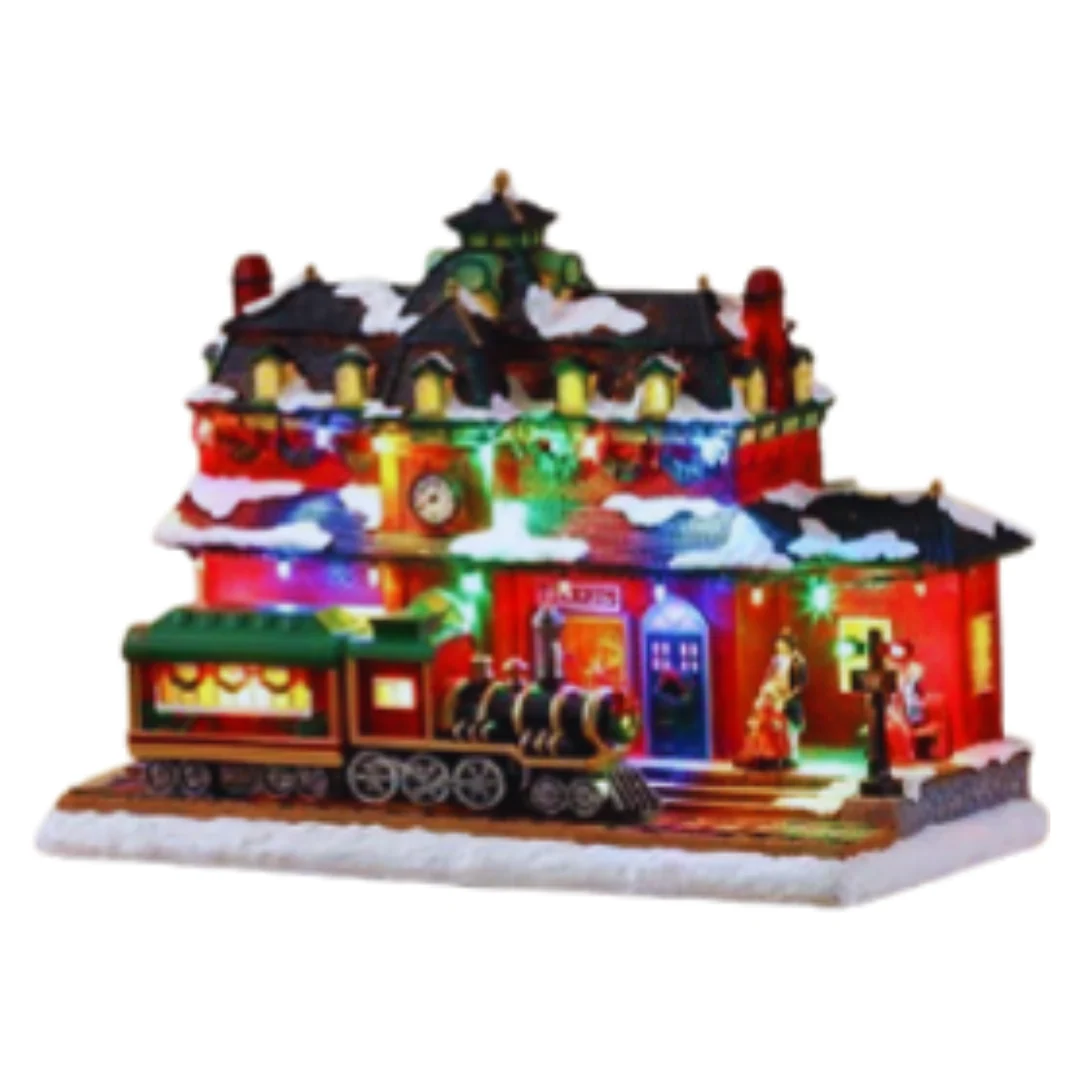 Train Station Christmas LED Moving Train with Music 33x17x25.5cm - Image 2